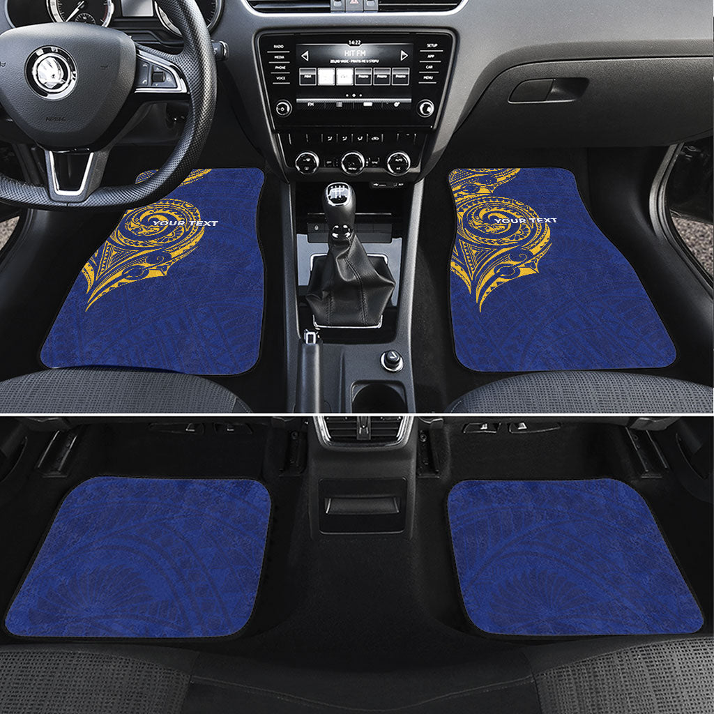 Personalised Nauru Angam Day Car Mats Gold Navy Tribal Pattern LT05 Set 4pcs Blue - Polynesian Pride