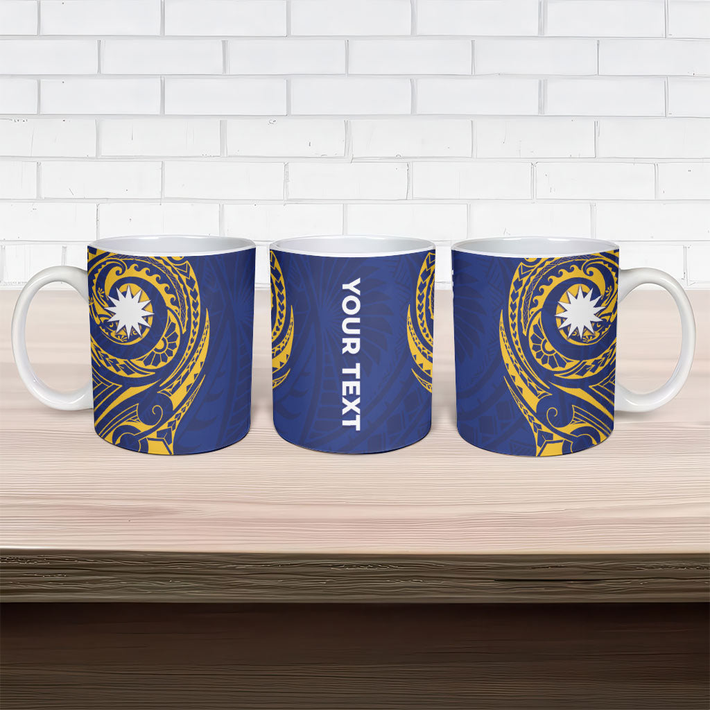 Personalised Nauru Angam Day Ceramic Mug Gold Navy Tribal Pattern LT05 - Polynesian Pride