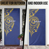 Personalised Nauru Angam Day Door Cover Gold Navy Tribal Pattern
