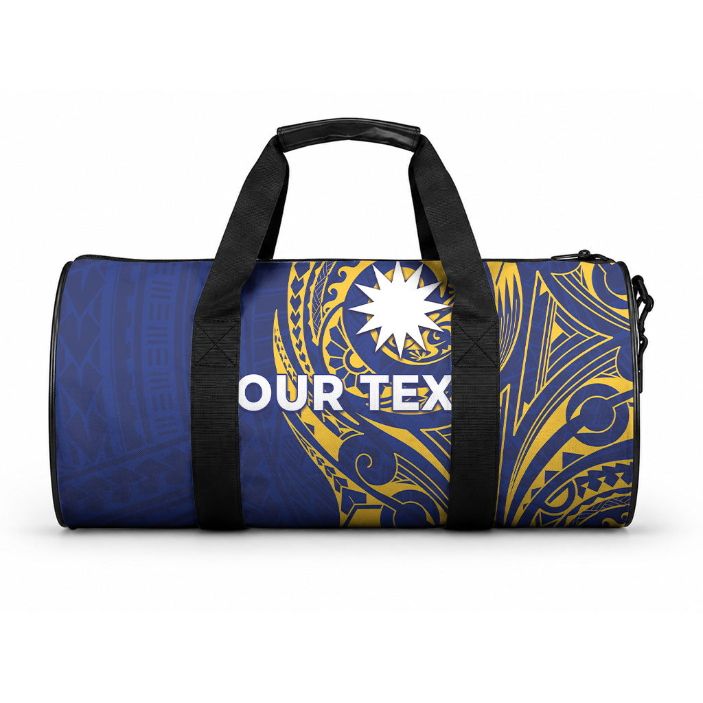 Personalised Nauru Angam Day Duffle Bag Gold Navy Tribal Pattern LT05 One size Blue - Polynesian Pride