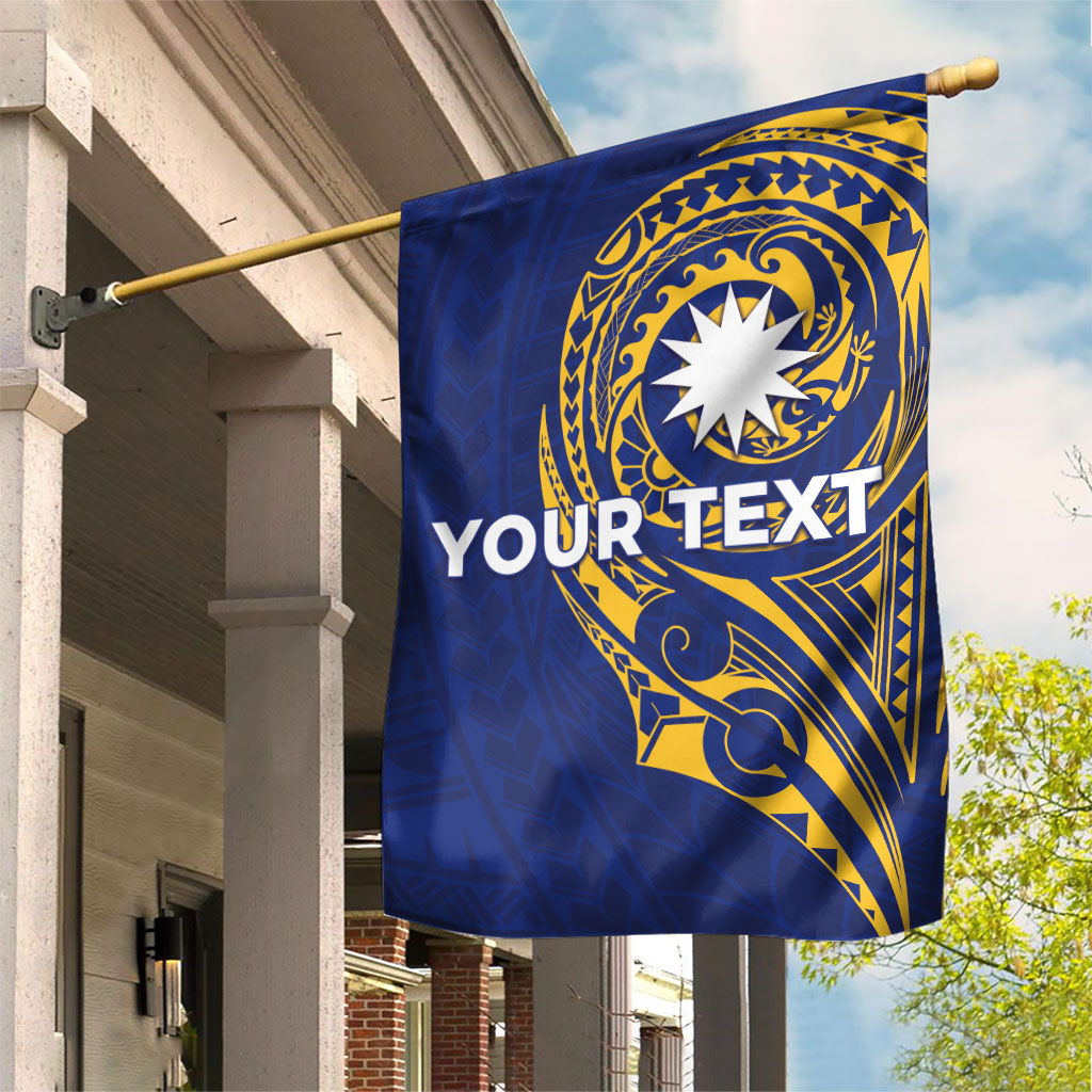 Personalised Nauru Angam Day Garden Flag Gold Navy Tribal Pattern LT05 House Flag Blue - Polynesian Pride