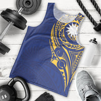 Personalised Nauru Angam Day Men Tank Top Gold Navy Tribal Pattern LT05 - Polynesian Pride