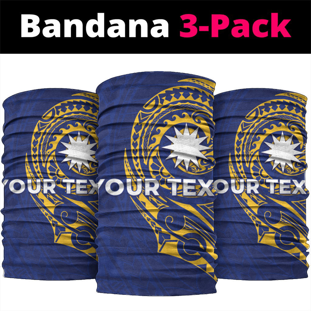 Personalised Nauru Angam Day Neck Gaiter Gold Navy Tribal Pattern LT05 package One Size: 25*50cm Blue - Polynesian Pride