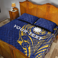 Personalised Nauru Angam Day Quilt Bed Set Gold Navy Tribal Pattern LT05 - Polynesian Pride