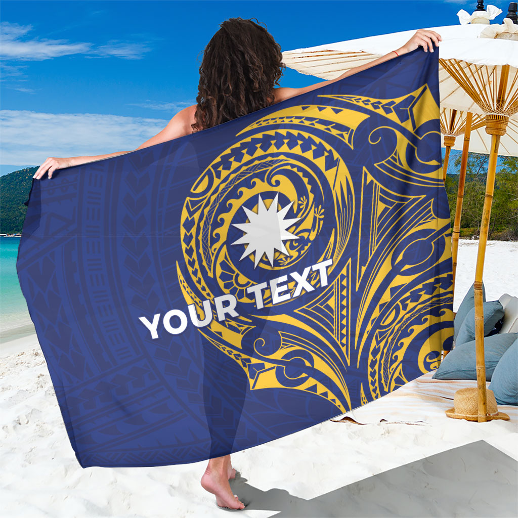 Personalised Nauru Angam Day Sarong Gold Navy Tribal Pattern LT05 One Size 44 x 66 inches Blue - Polynesian Pride