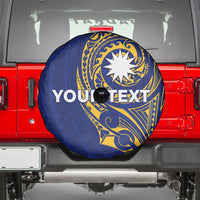 Personalised Nauru Angam Day Spare Tire Cover Gold Navy Tribal Pattern