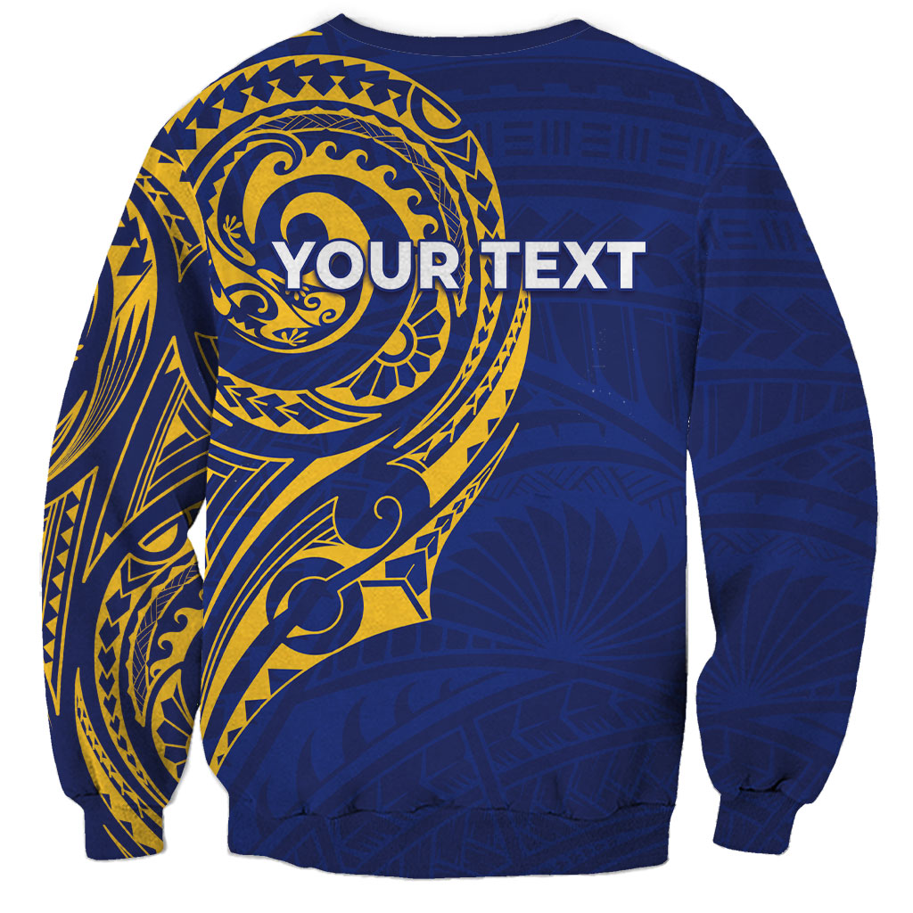Personalised Nauru Angam Day Sweatshirt Gold Navy Tribal Pattern LT05 - Polynesian Pride