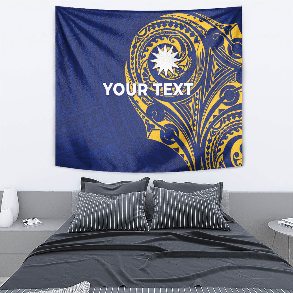 Personalised Nauru Angam Day Tapestry Gold Navy Tribal Pattern LT05 - Polynesian Pride