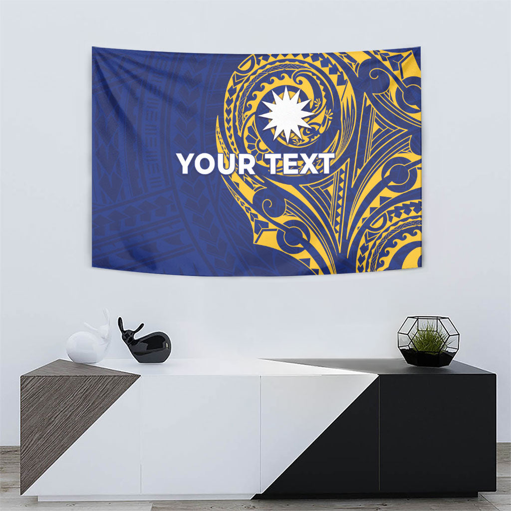 Personalised Nauru Angam Day Tapestry Gold Navy Tribal Pattern LT05 - Polynesian Pride