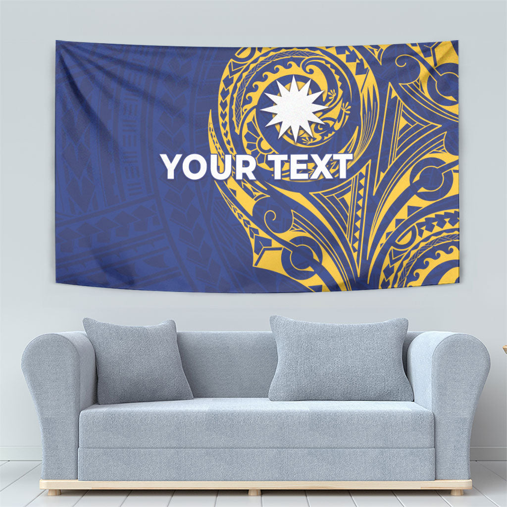 Personalised Nauru Angam Day Tapestry Gold Navy Tribal Pattern LT05 - Polynesian Pride