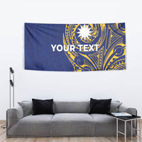 Personalised Nauru Angam Day Tapestry Gold Navy Tribal Pattern LT05 - Polynesian Pride
