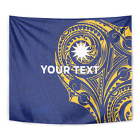 Personalised Nauru Angam Day Tapestry Gold Navy Tribal Pattern LT05 - Polynesian Pride
