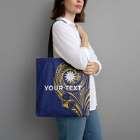 Personalised Nauru Angam Day Tote Bag Gold Navy Tribal Pattern LT05 - Polynesian Pride