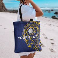 Personalised Nauru Angam Day Tote Bag Gold Navy Tribal Pattern LT05 - Polynesian Pride