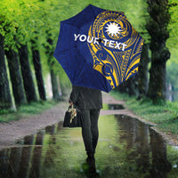 Personalised Nauru Angam Day Umbrella Gold Navy Tribal Pattern LT05 - Polynesian Pride