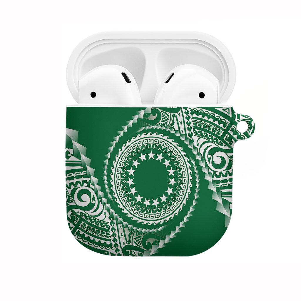 Cook Islands Gospel Day AirPods Case Green Tribal Curves LT05 Green - Polynesian Pride