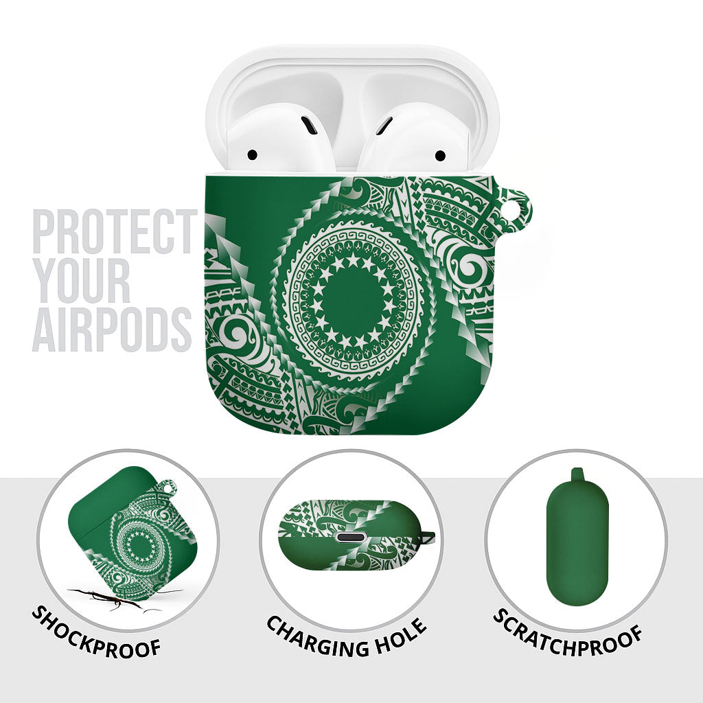 Cook Islands Gospel Day AirPods Case Green Tribal Curves