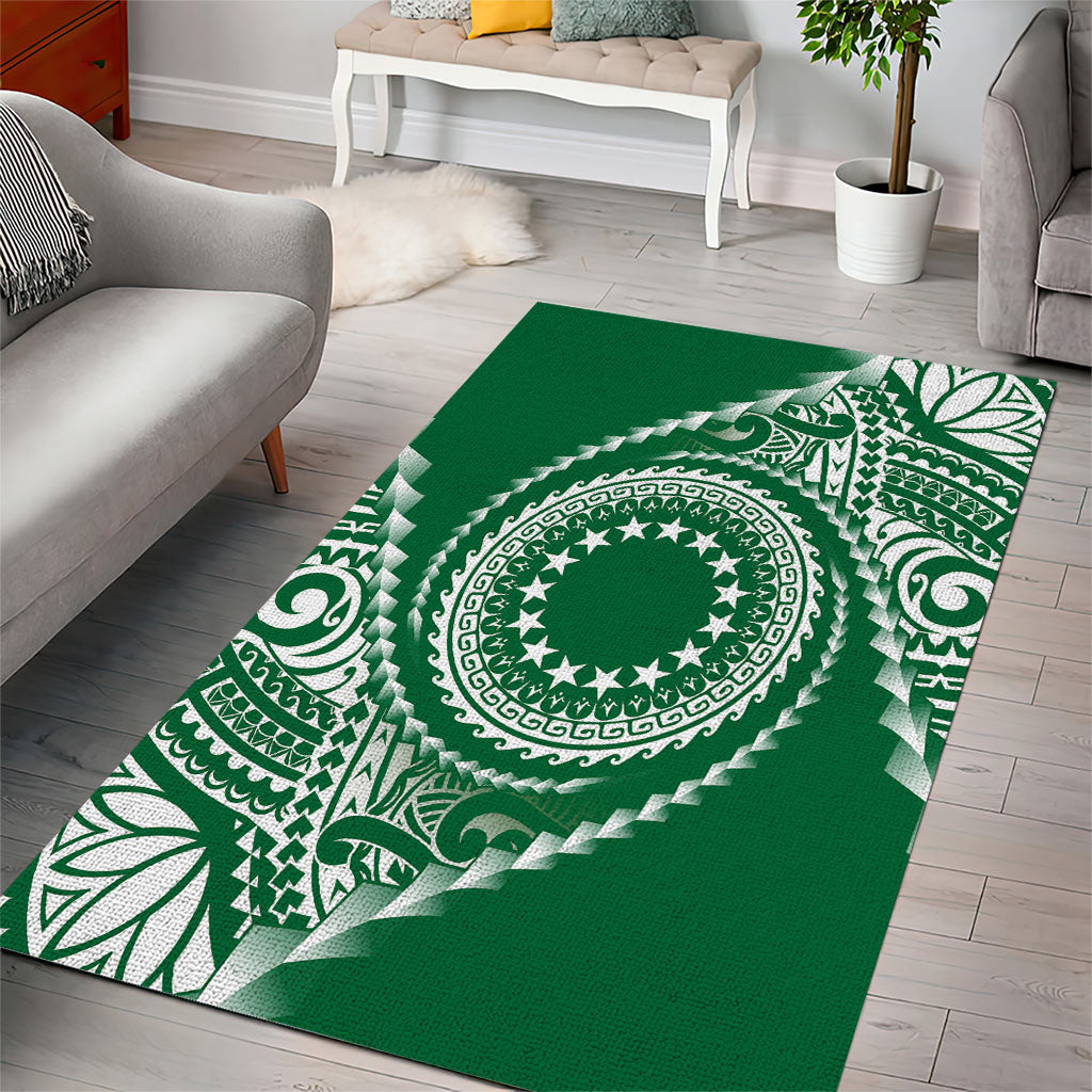 Cook Islands Gospel Day Area Rug Green Tribal Curves
