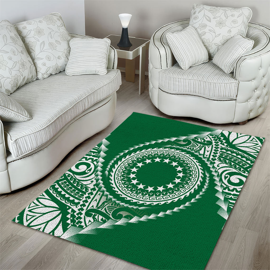Cook Islands Gospel Day Area Rug Green Tribal Curves