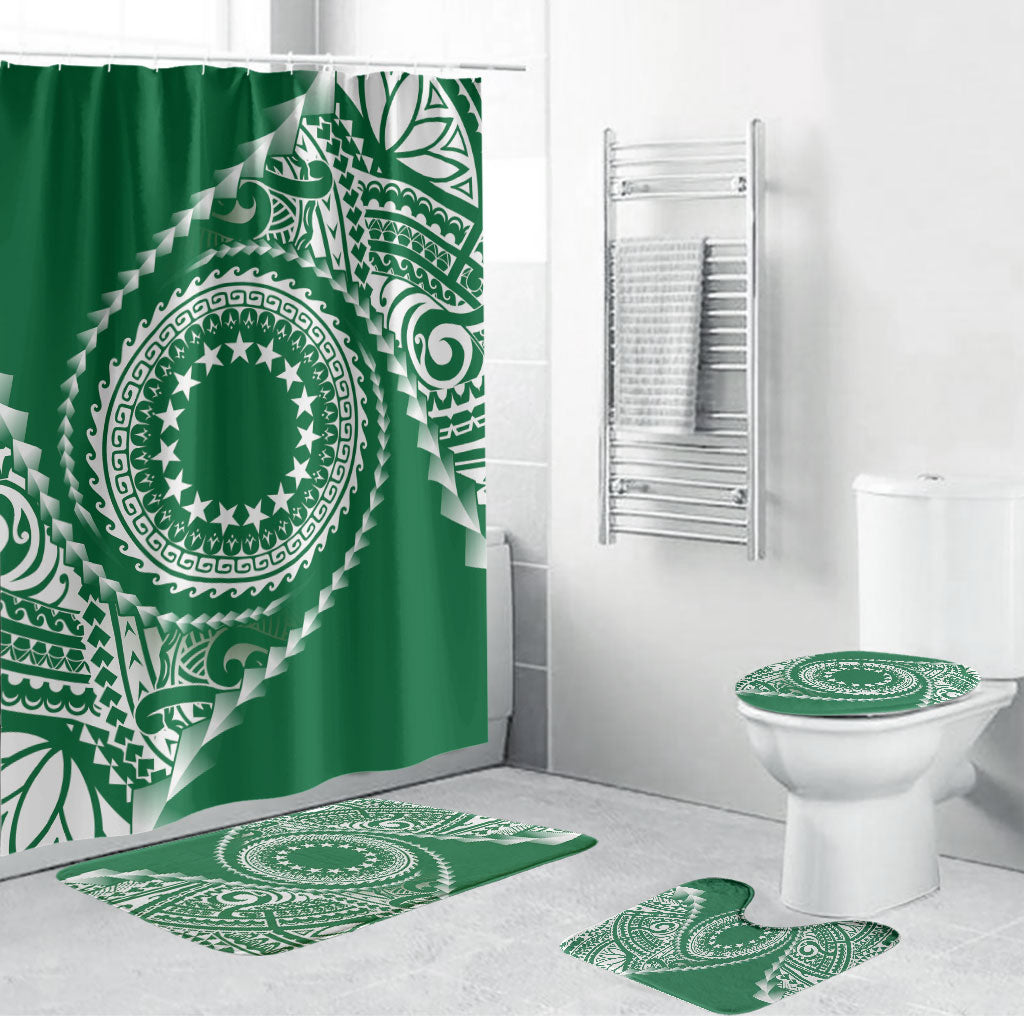 Cook Islands Gospel Day Bathroom Set Green Tribal Curves