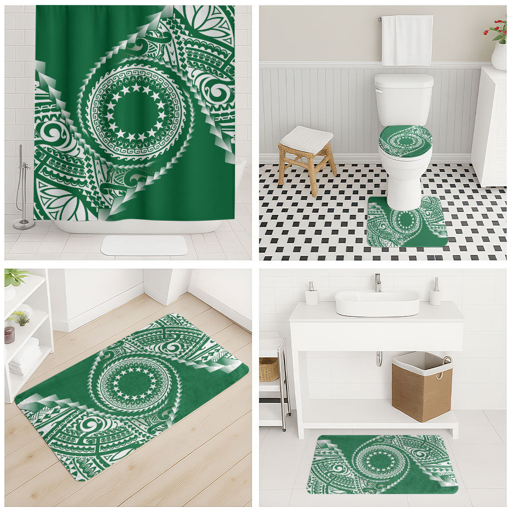 Cook Islands Gospel Day Bathroom Set Green Tribal Curves