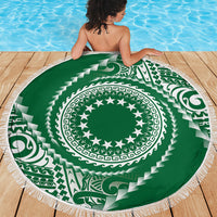 Cook Islands Gospel Day Beach Blanket Green Tribal Curves