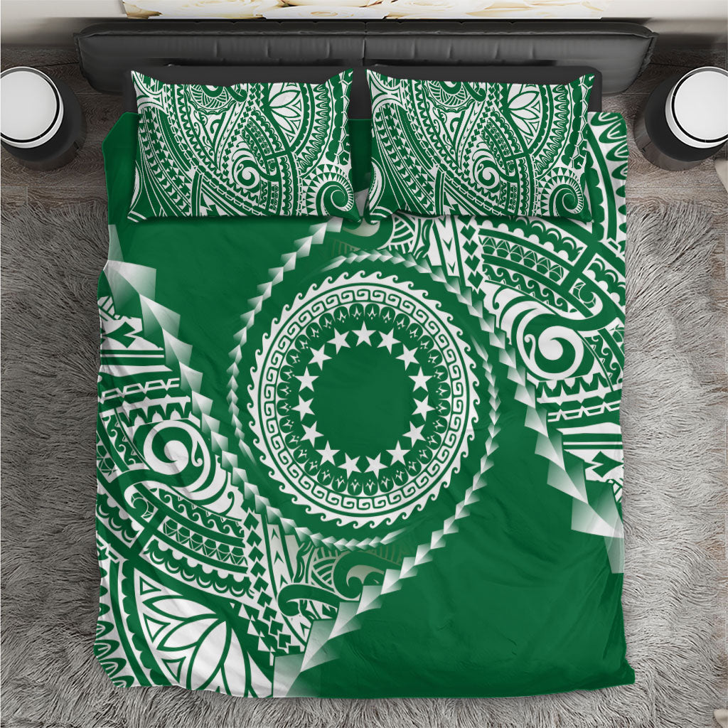 Cook Islands Gospel Day Bedding Set Green Tribal Curves LT05 Green - Polynesian Pride