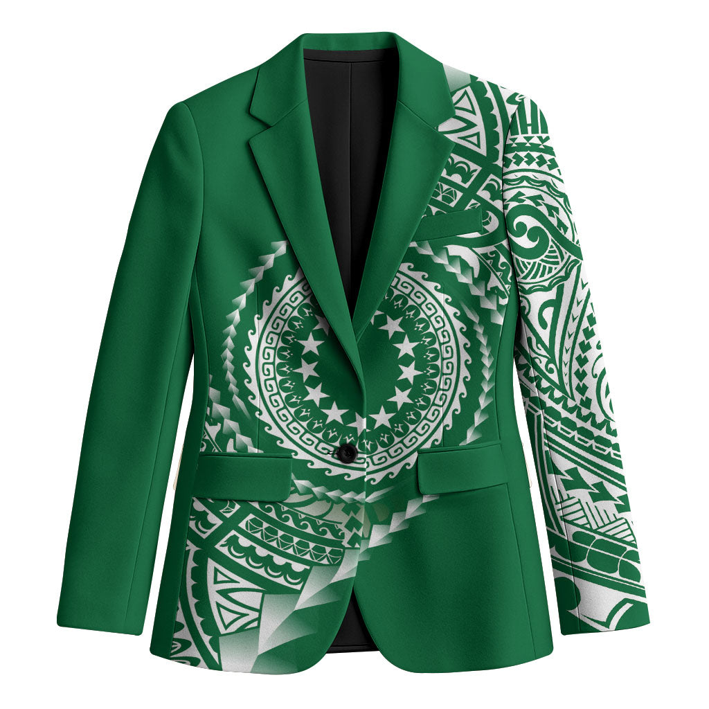Cook Islands Gospel Day Blazer Green Tribal Curves