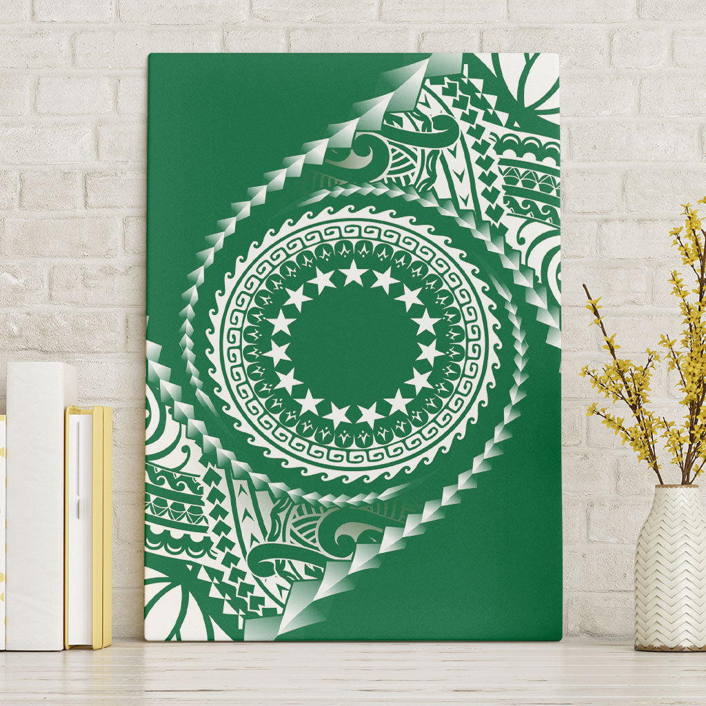 Cook Islands Gospel Day Canvas Wall Art Green Tribal Curves LT05 Without Frame Green - Polynesian Pride