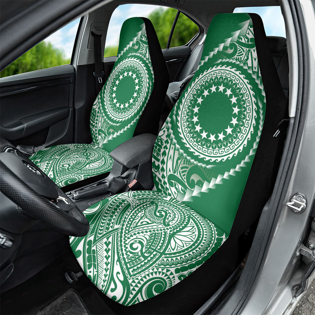 Cook Islands Gospel Day Car Seat Cover Green Tribal Curves