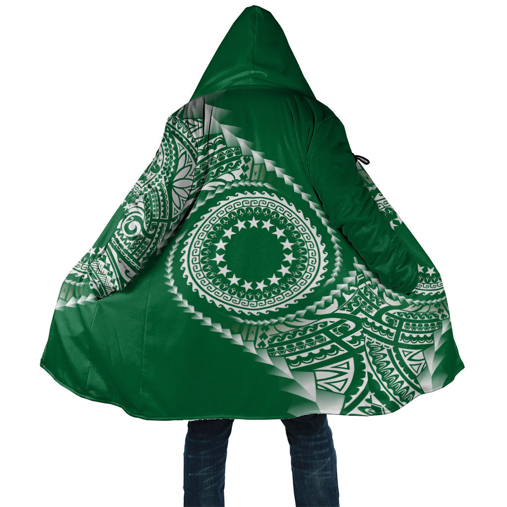 Cook Islands Gospel Day Cloak Green Tribal Curves LT05 Unisex Green - Polynesian Pride