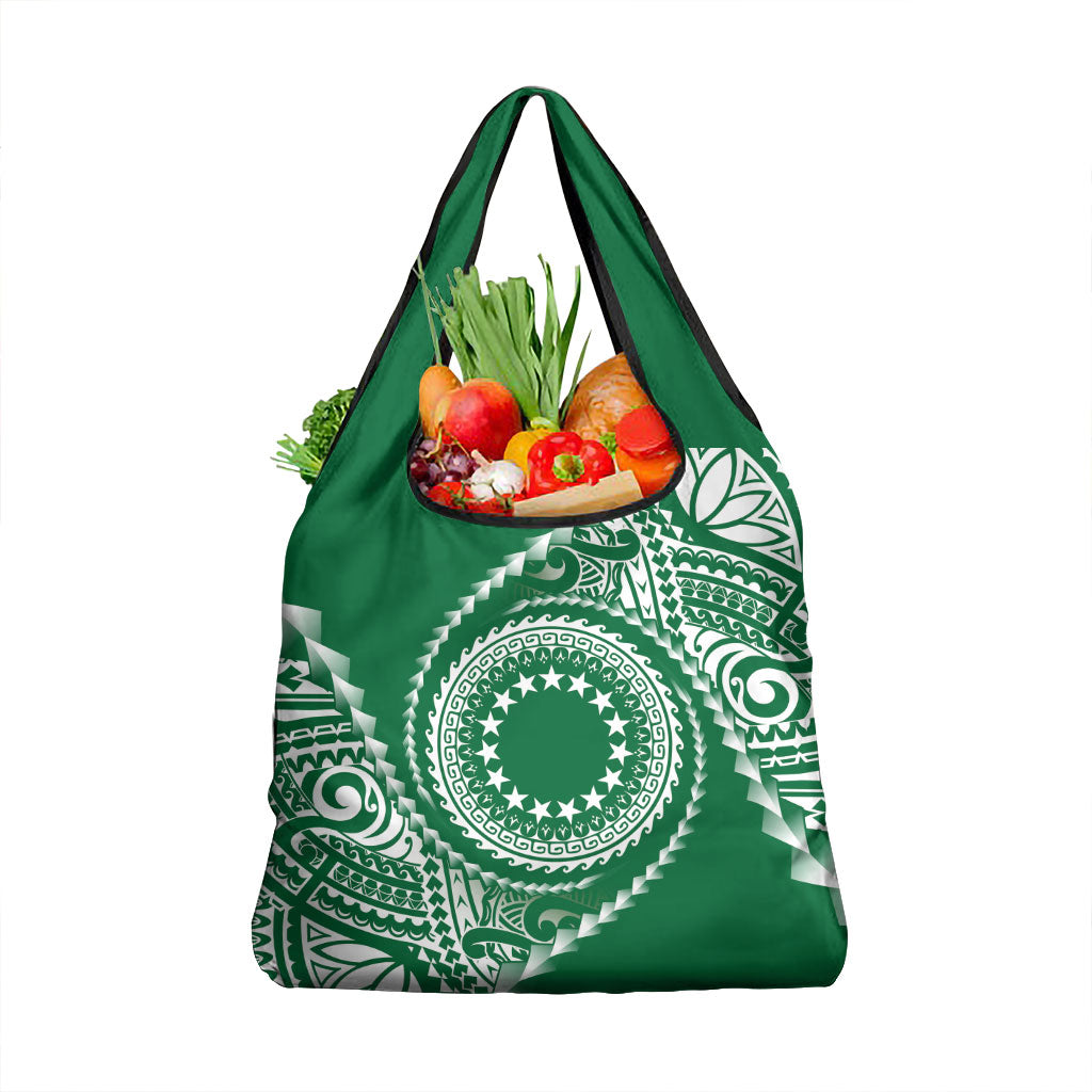 Cook Islands Gospel Day Grocery Bag Green Tribal Curves LT05 1-pack One Size Green - Polynesian Pride