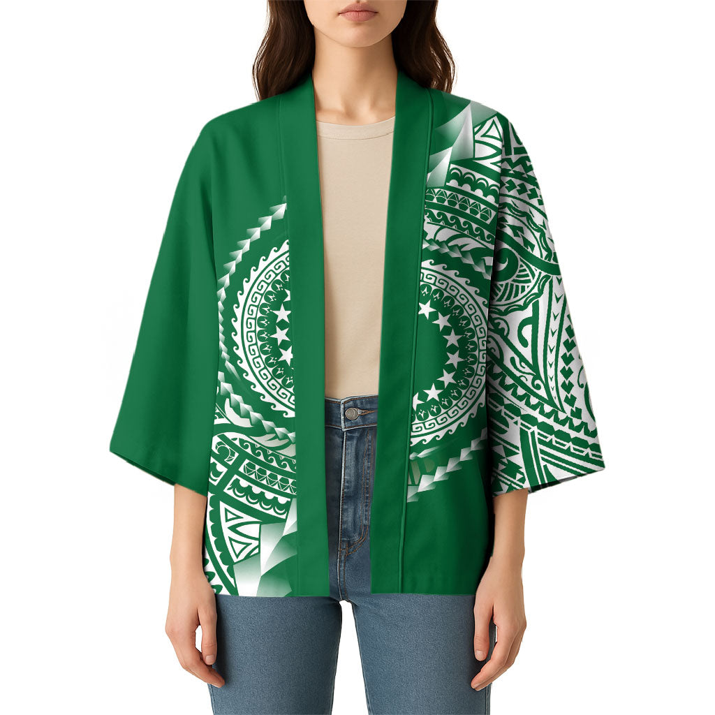 Cook Islands Gospel Day Kimono Green Tribal Curves
