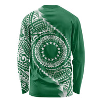 Cook Islands Gospel Day Long Sleeve Shirt Green Tribal Curves