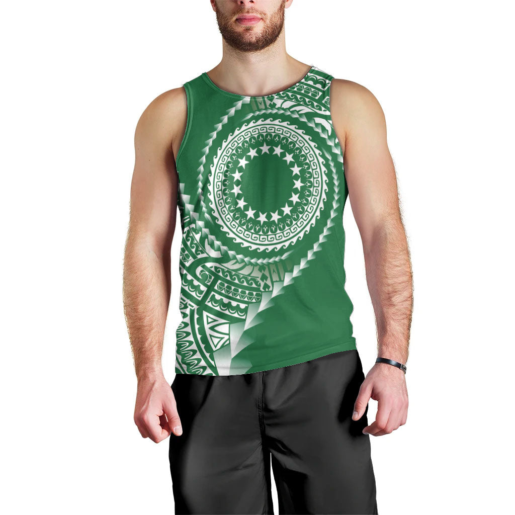 Cook Islands Gospel Day Men Tank Top Green Tribal Curves