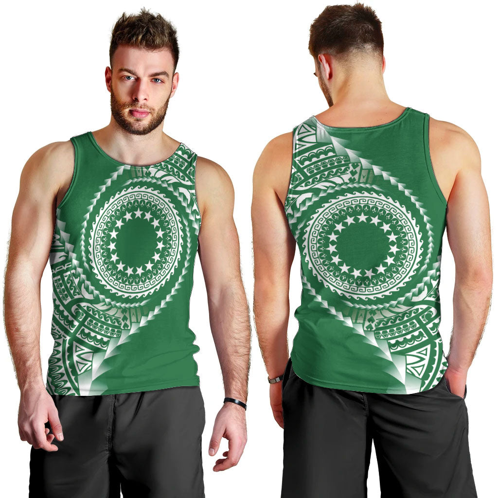 Cook Islands Gospel Day Men Tank Top Green Tribal Curves