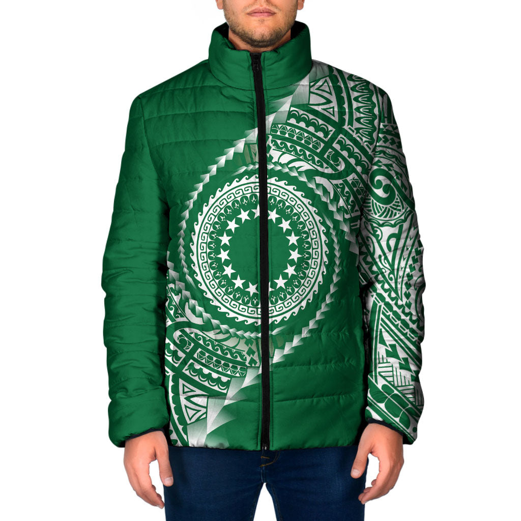 Cook Islands Gospel Day Padded Jacket Green Tribal Curves LT05 Men Green - Polynesian Pride