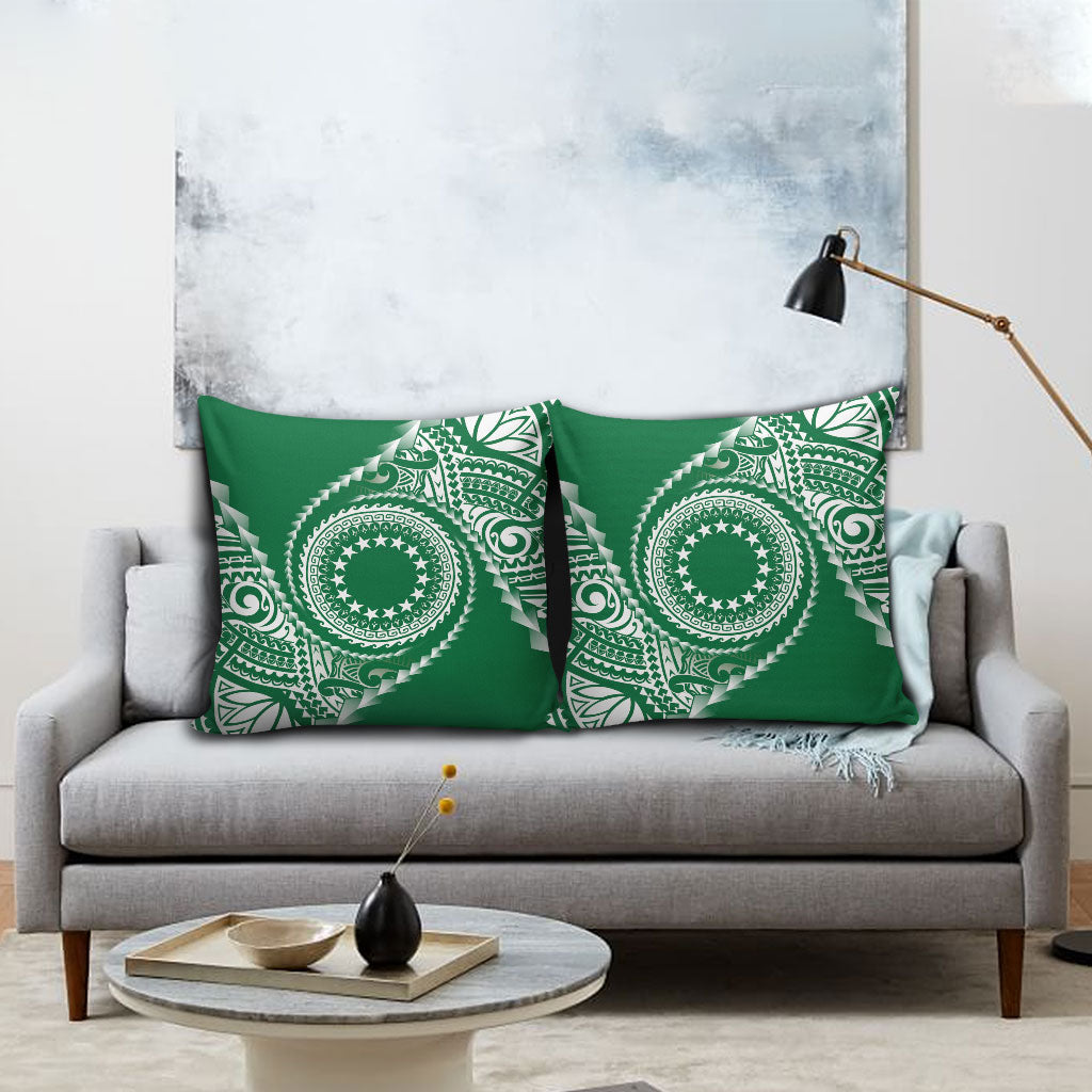 Cook Islands Gospel Day Pillow Cover Green Tribal Curves