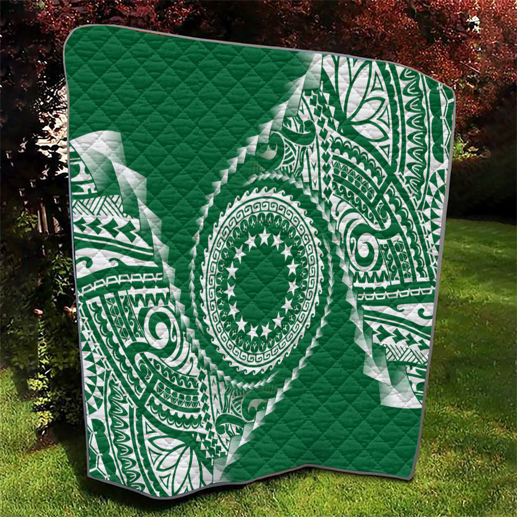 Cook Islands Gospel Day Quilt Green Tribal Curves