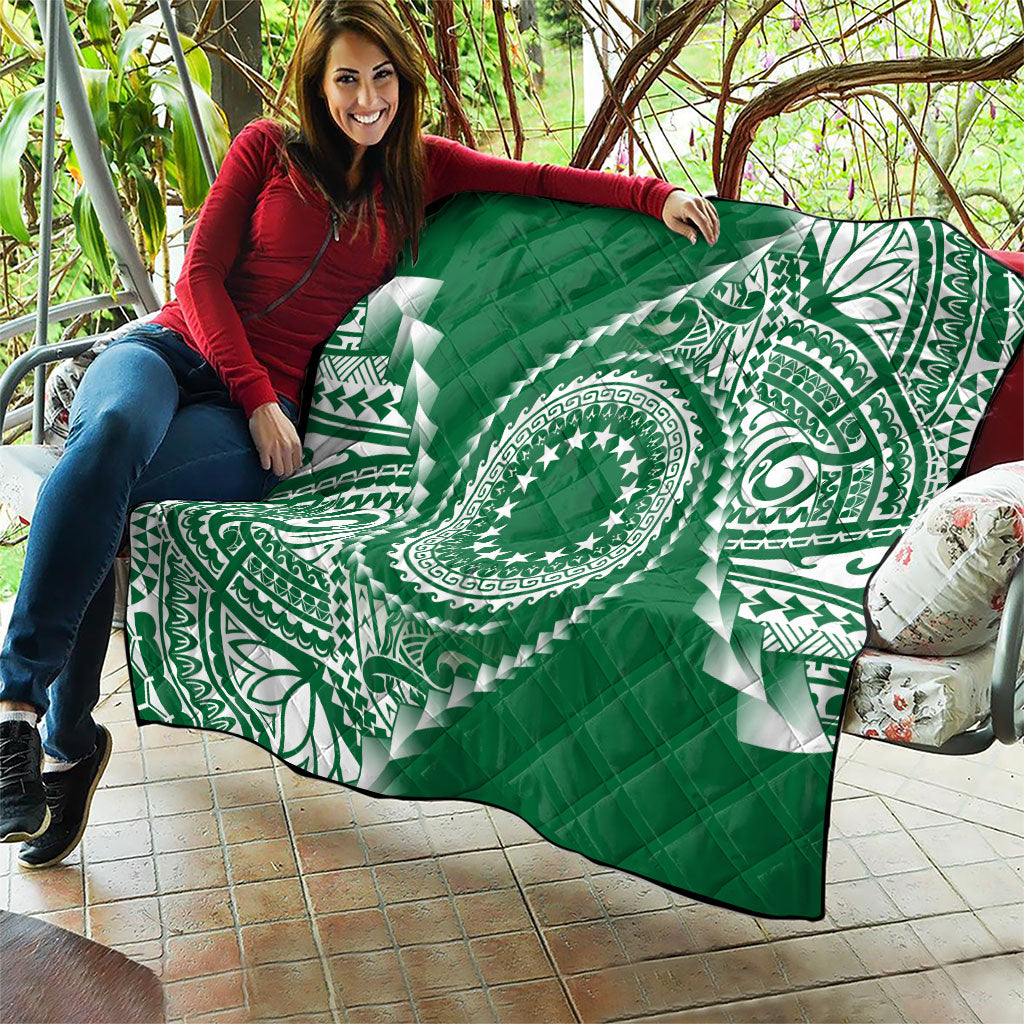 Cook Islands Gospel Day Quilt Green Tribal Curves
