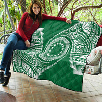 Cook Islands Gospel Day Quilt Green Tribal Curves