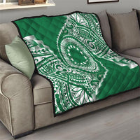 Cook Islands Gospel Day Quilt Green Tribal Curves