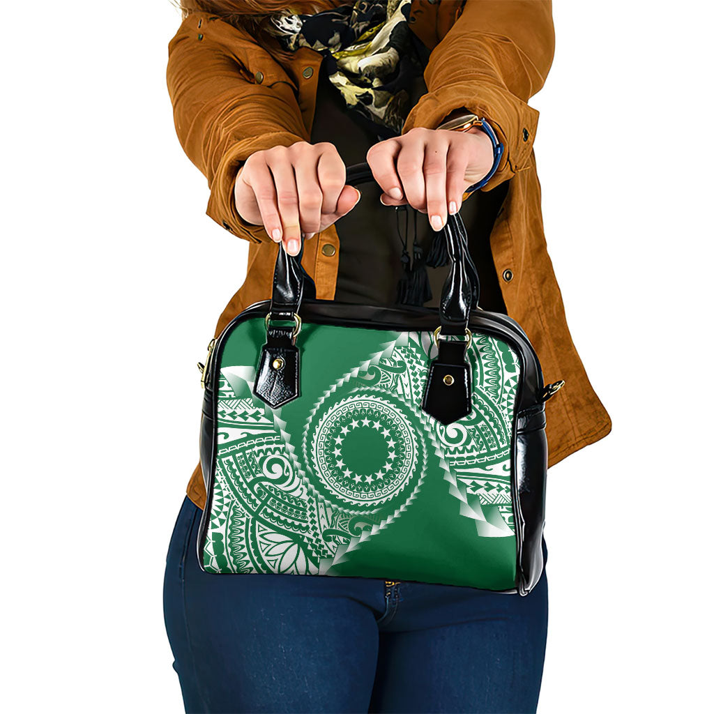 Cook Islands Gospel Day Shoulder Handbag Green Tribal Curves LT05 One Size Green - Polynesian Pride
