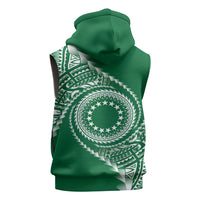 Cook Islands Gospel Day Sleeveless Zip Hoodie Green Tribal Curves