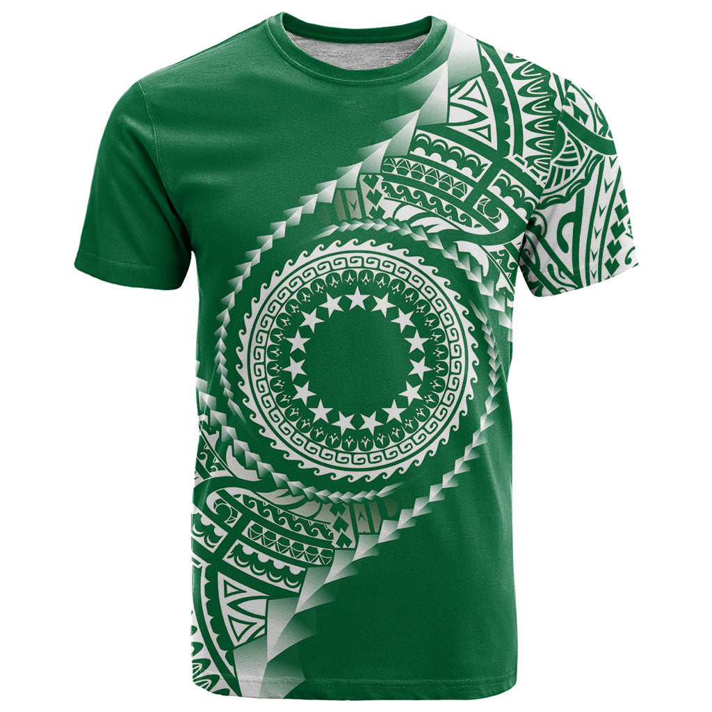 Cook Islands Gospel Day T Shirt Green Tribal Curves LT05 Green - Polynesian Pride