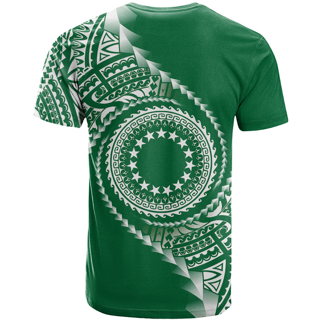 Cook Islands Gospel Day T Shirt Green Tribal Curves