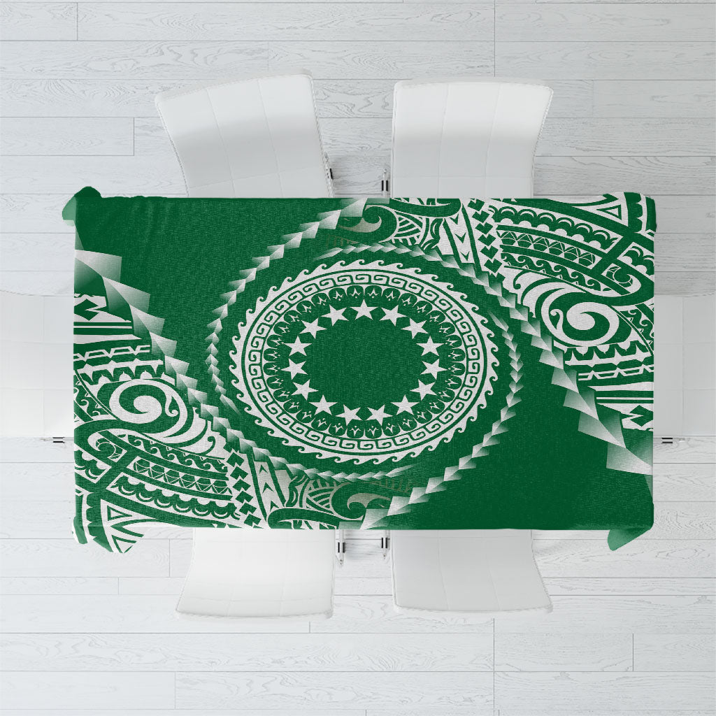 Cook Islands Gospel Day Tablecloth Green Tribal Curves LT05 Green - Polynesian Pride