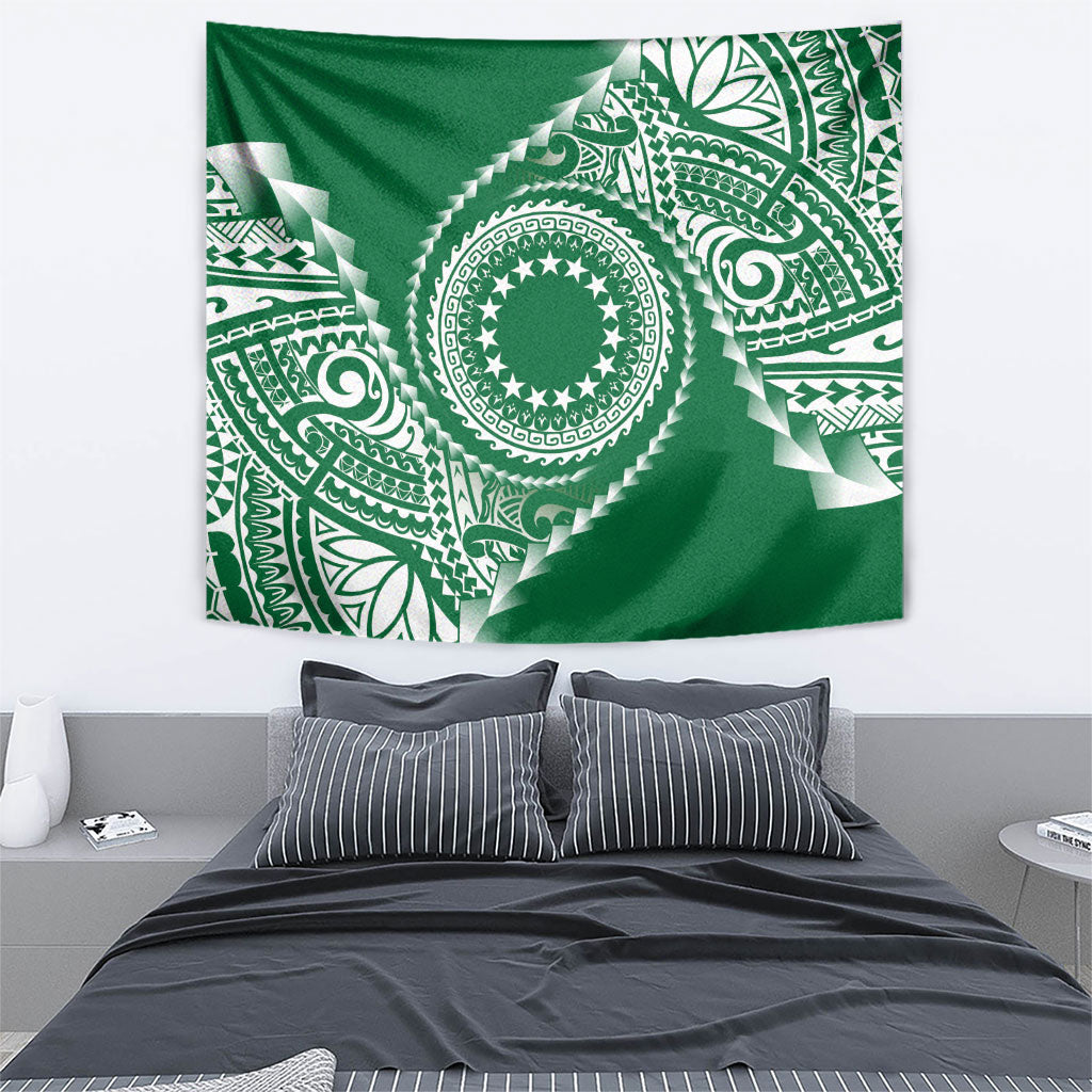 Cook Islands Gospel Day Tapestry Green Tribal Curves