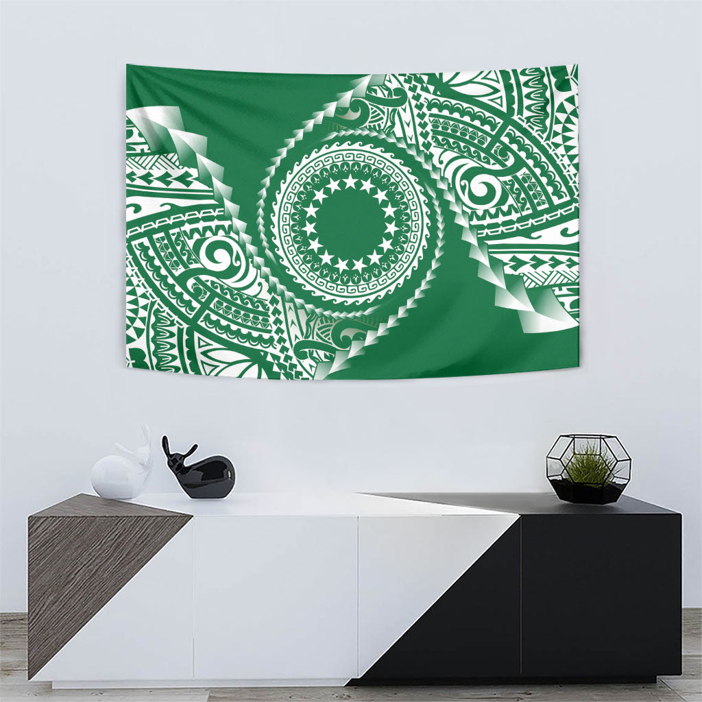 Cook Islands Gospel Day Tapestry Green Tribal Curves
