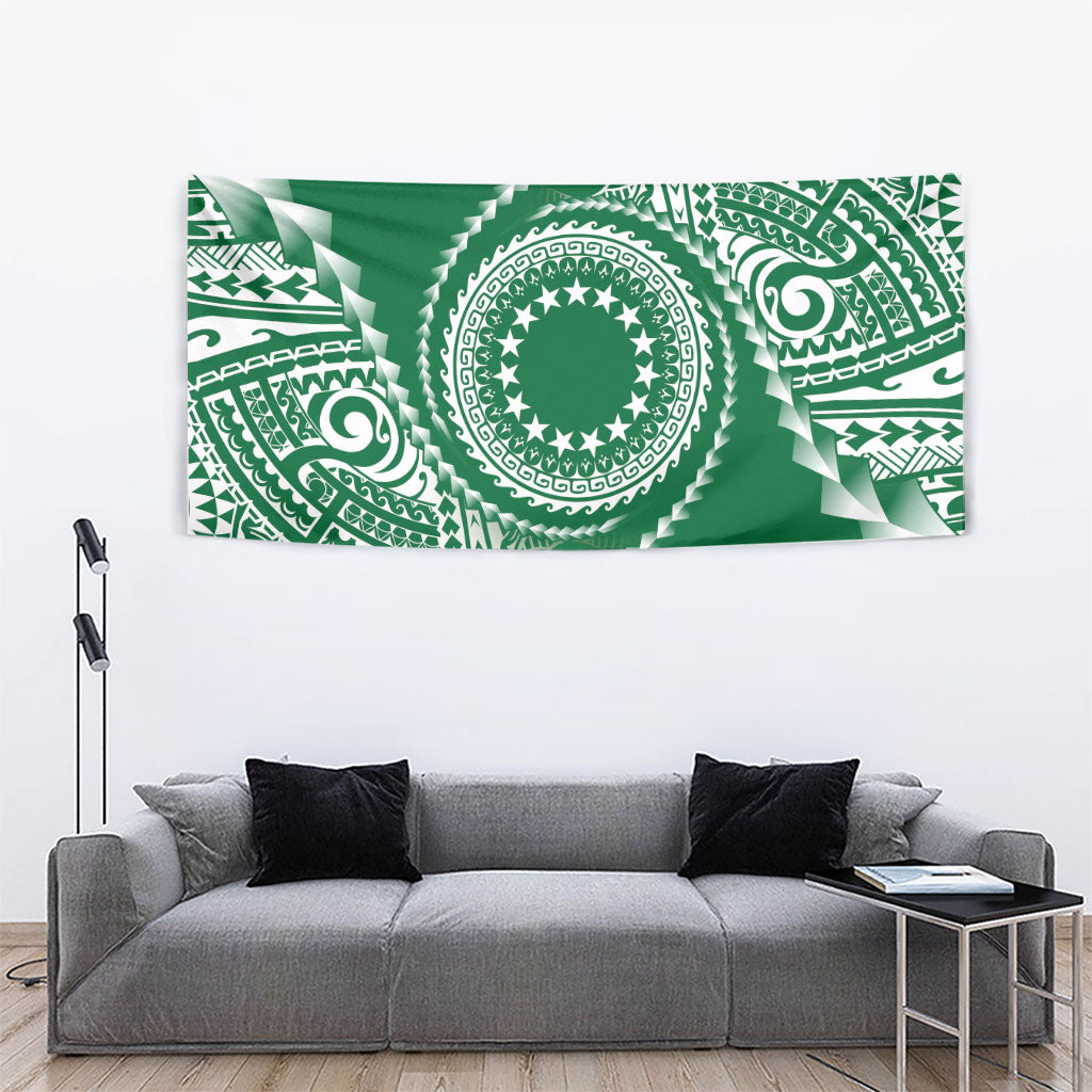 Cook Islands Gospel Day Tapestry Green Tribal Curves